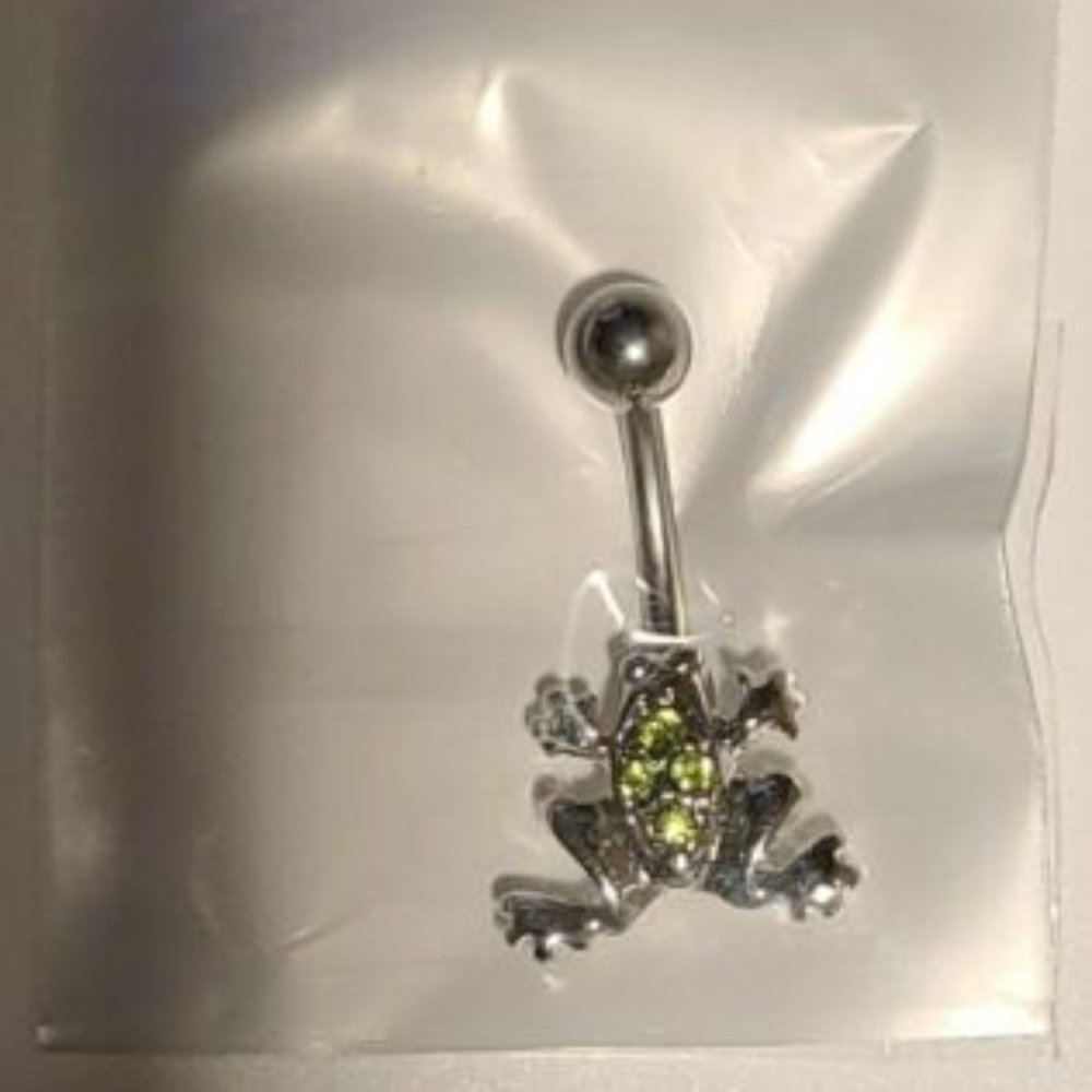 Gemmed Frog Navel Ring